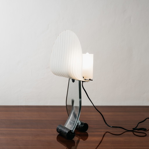 Table Lamp Silhouette Design Table Lamp Marble & Glass 1980's Postmodern