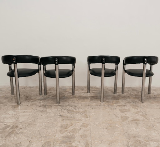 Dining Set of 4 Armchairs, 70s Design, Vintage, Modern