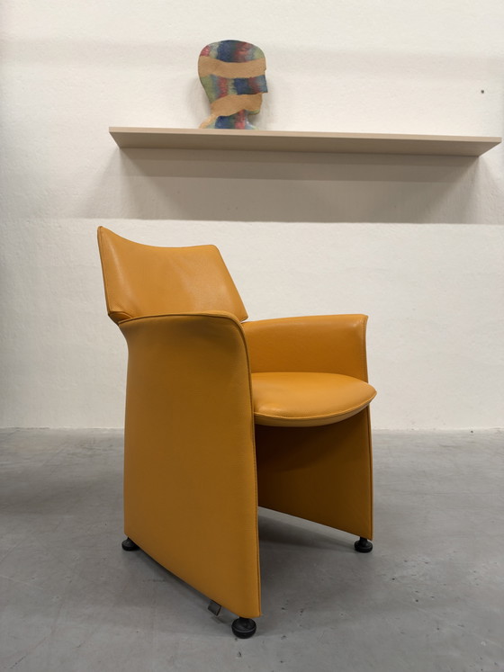 6 Chaises de salle à manger Leolux Tamarinde, état neuf, jaune, Cuir (photo 9 sur 9)