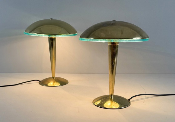 Image 1 of Set di 2 lampade da tavolo/lampade a cuscino in stile Art Déco, Germania, anni '80