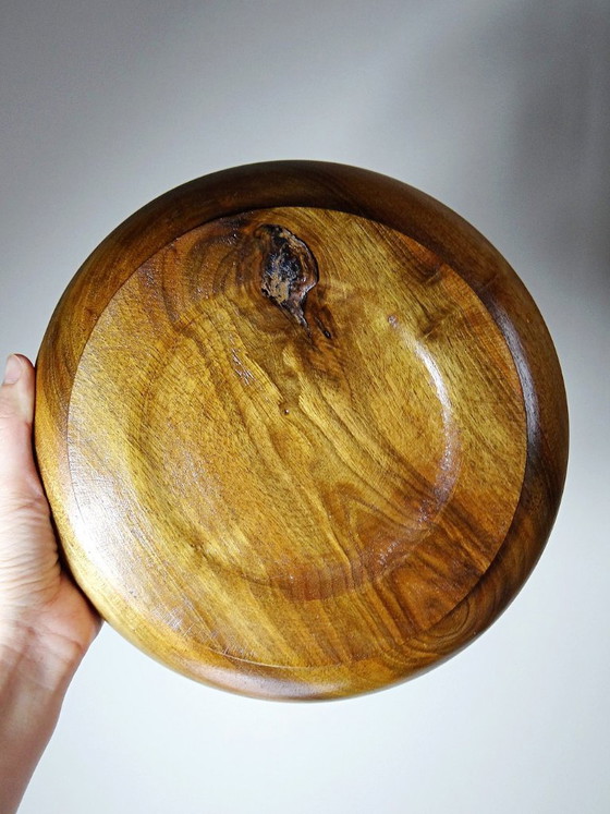 Image 1 of Coupe en bois teck ou acacia, vintage artisanat années 70-2000
