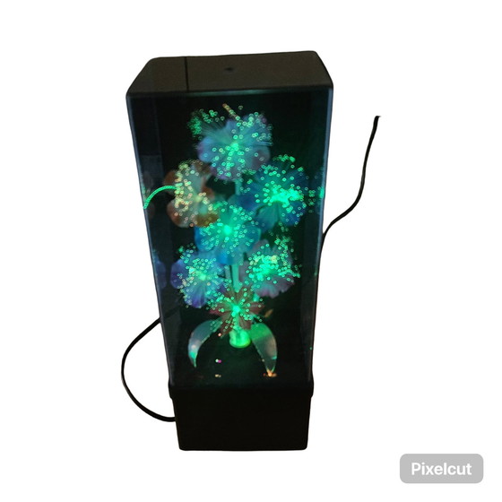 Image 1 of Vintage Fiber Optic Bloemenlamp met Muziekdoos – “Raindrops Keep Fallin’ on My Head” – Jaren 80 – Made in Taiwan