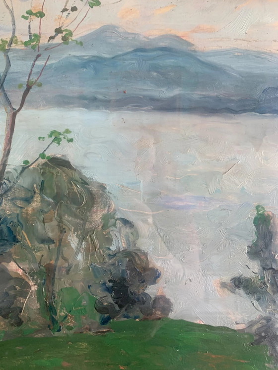 Oil on Canvas Landscape Painting by Giovanni Sirombo, 1920s, Paintings & Drawings (photo 6 of 8)