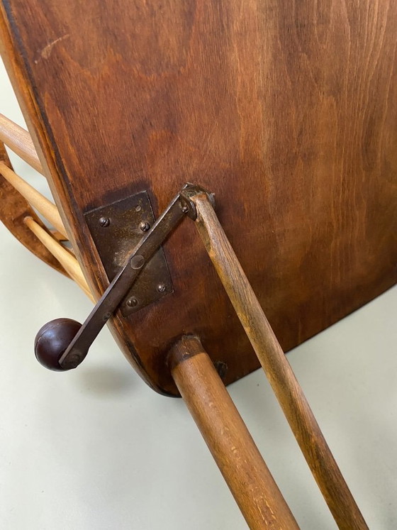 Image 1 of Antiker Schaukelstuhl um 1900–1920 mit Arretierung | Handgefertigter Windsor Rocking Chair | Folk Art Massivholz Sessel | Sammle