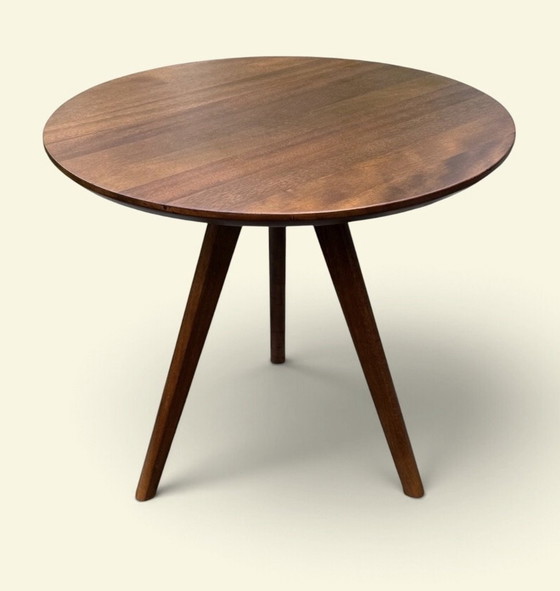 Solid mahogany tripod side table | Danish style | Three legs, zero compromises | (presumably) 1960s, Wood (photo 5 of 13)