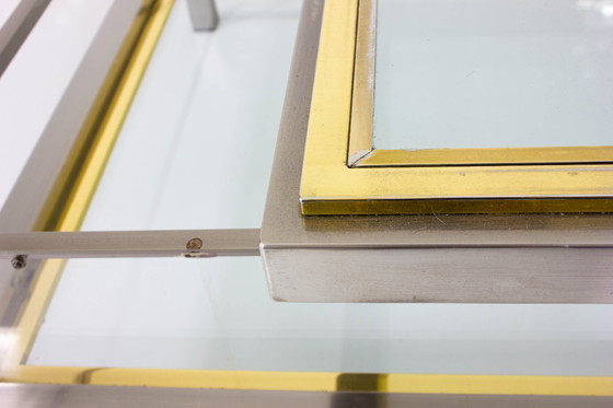 Image 1 of Brass and Chrome sliding top table