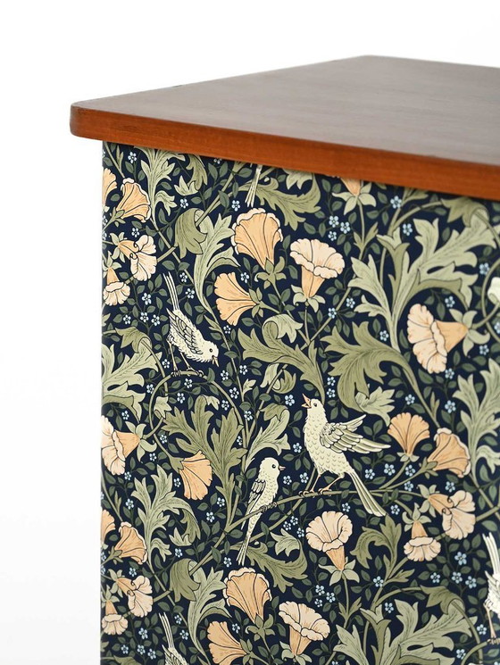 Image 1 of 1950s Scandinavian wallpapered cabinet