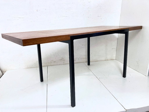 Tavolino minimalista in metallo teak design Eduard Ludwig Lotos Werkkunst
