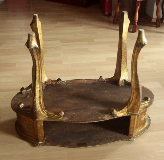 Image 1 of Florentine side table, wood - made in Italy - coffee table - rare - vintage