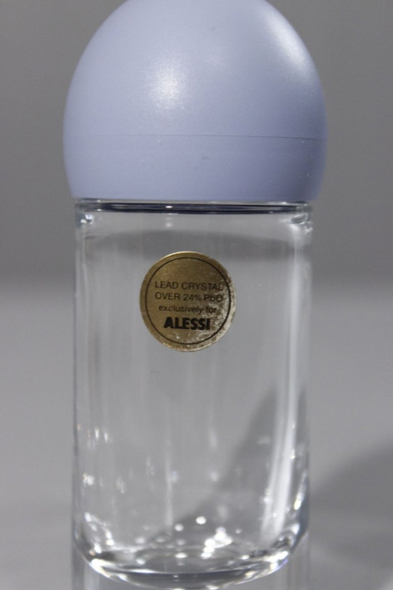 Image 1 of Service à condiments vintage Alessi inox & cristal huilier vinaigrier 1990s