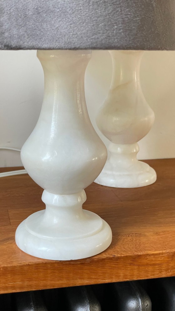 Image 1 of Pair of Vintage Alabaster Lamps
