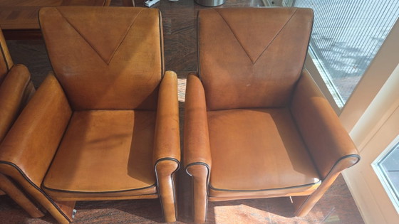 6x Art Deco Stoelen - Schapenleer Cognac – Jan Frantzen, Dining chairs, Leather (photo 4 of 11)