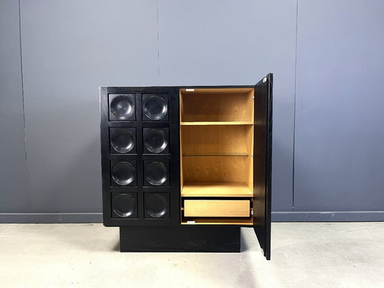 Image 1 of Zwarte brutalistische barkast, jaren 70