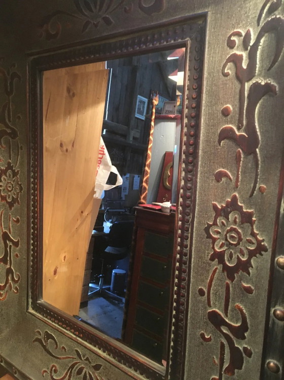 Bevelled mirror in wood and resin, wood/metal effect – Vintage (photo 7 of 8)