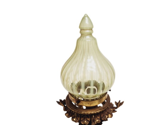 Empire bronzen hanglamp met uraniumglas, Frankrijk, jaren 1890 – Hanglampen (photo 4 of 13)
