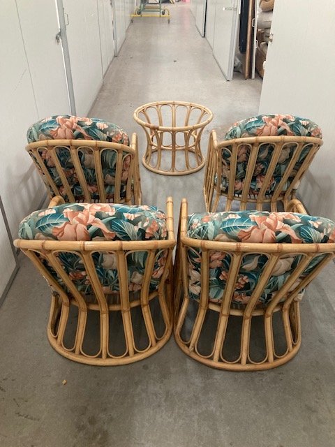 Image 1 of Rotan Bamboe loungeset, jaren 80