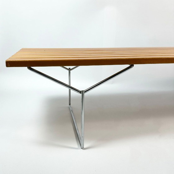 Image 1 of Vintage Bench by Harry Bertoia for Knoll – 1960s – Chrome & Solid Wood