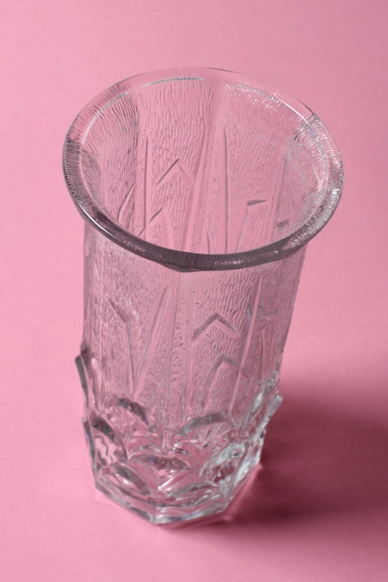 Image 1 of Mid-Century Textured Glass Vase: Fidenza Italian Leaf Pattern, 1970s