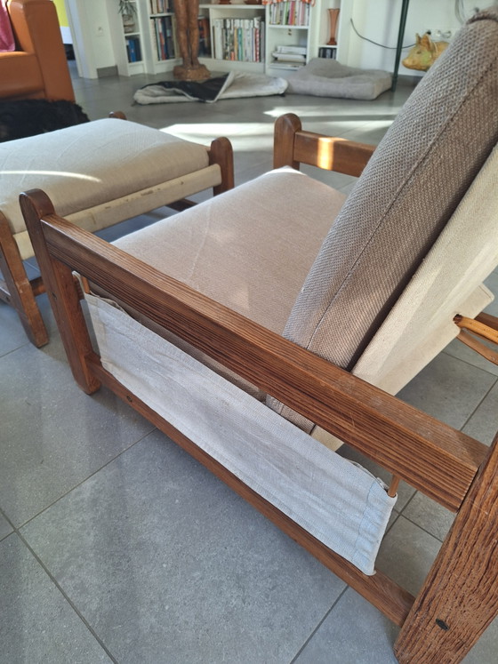 Poltrona lounge N. Eilersen + pouf 1969 – Poltrone, Wood, Canvas (photo 5 of 7)