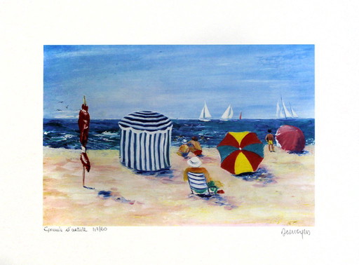 Desnoyers, Serge - A La Plage - Handsigned - Color lithograph