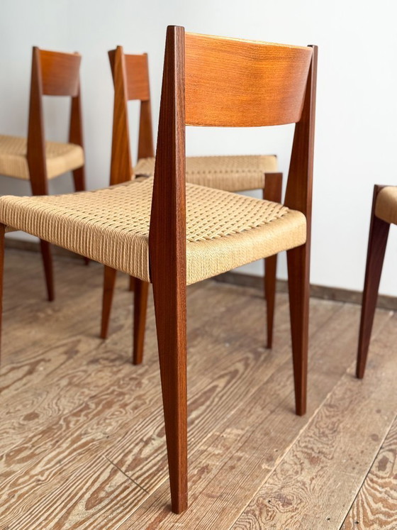 Image 1 of Set van 6 Teak Pia eetkamerstoelen van Poul Cadovius