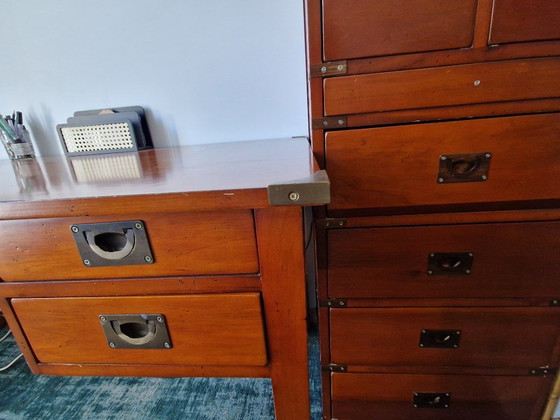 Bureau met bijhorende archiefkast – Hout, Messing (photo 2 of 5)