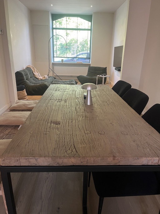 Weathered Elm Dining Table and Bench – eettafels, Metal, Wood (photo 2 of 6)