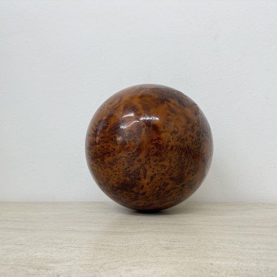 Image 1 of Large antique burl wood ball decorative wooden ball