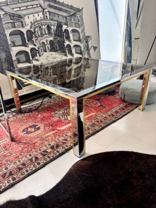 Vintage Koffietafel In De Willy Rizzo Stijl – salontafels, Glass, Metal