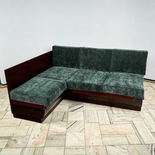 Art Déco hoekslaapbank van Jindřich Halabala voor UP Závody, jaren 50, Tsjechoslowakije