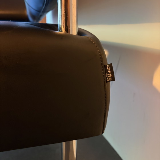 Divano Sitland in pelle nera 'Business Class' di Sergio Bellin, 1999 – Divani 3 posti, Leather, Chrome (photo 3 of 6)