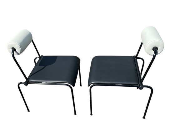 Image 1 of 2 sedie postmoderne Memphis, nere e bianche