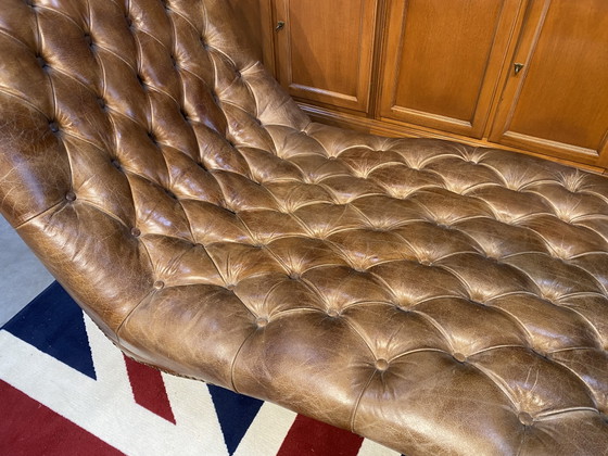 Prachtige Chaislong Sigaren Cognac – winchester, Chaises longue, Leather, Wood (photo 7 of 8)