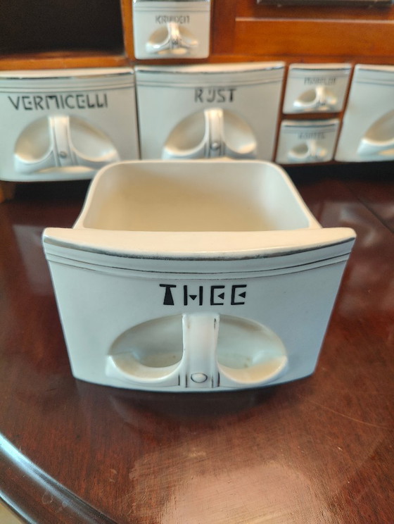 Image 1 of Armario para especias Art Déco antiguo con reloj en funcionamiento