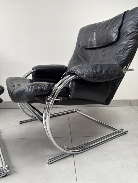 Image 1 of Vintage Bauhaus Loungestoel met Ottoman