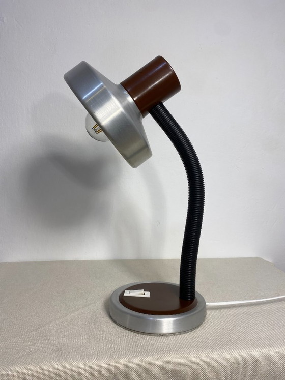 Lampe de bureau réglable Vintage Lebane FS 731, Yougoslavie années 1970, Aluminium, Marron (photo 4 sur 12)