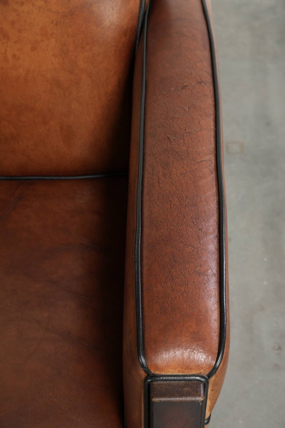 Sehr interessanter Art Deco Design Sessel aus Schafsleder mit tollem Design und schönen Farben – Leather (photo 8 of 12)