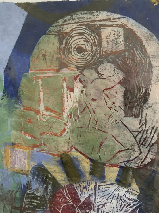 Image 1 of Disegno / Acquerello Tecnica mista Daniel Tavernier "Il bacio"