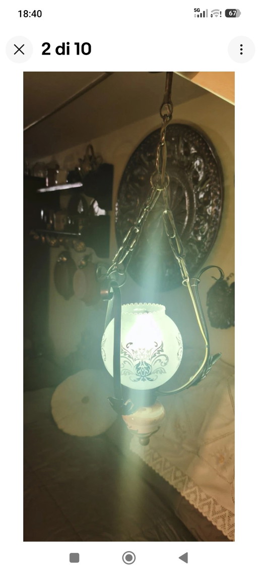 Lámpara colgante estilo farol toscano Maremma vintage – hanglampen, Ceramic, Glass