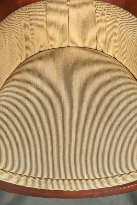 Image 1 of 2 x Schuitema design bijzet/ bureau/ eetkamerstoel uit de Shaker serie met een houten frame, luxe gele stoffen bekleding