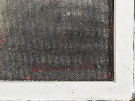 Image 1 of Helen Nieuwendijk (1946) - Donna su sgabello - Acrilico su marouflé - 33 x 27 cm