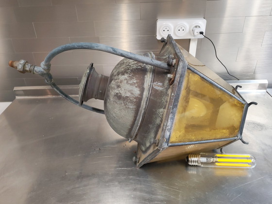 Image 1 of Antique Claude Lefebvre Copper Street Lantern & Wall Bracket