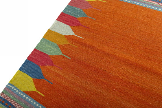 Image 1 of Kilim Fars moderno tessuto a mano – 85 x 87 cm – Design colorato su arancione – 100% lana