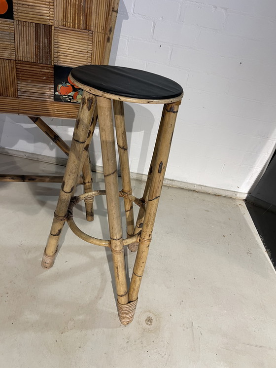 Image 1 of Vintage bamboe bar retro barkruk 