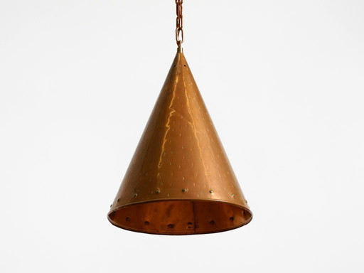 1960s cone pendant lamp in copper by TH. VALENTINER Copenhagen, Made in Denmark