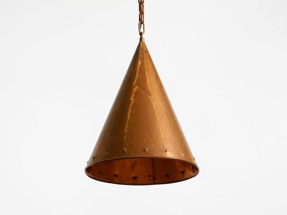 Image 1 of 1960s cone pendant lamp in copper by TH. VALENTINER Copenhagen, Made in Denmark