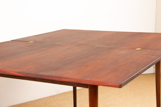 Image 1 of Tavolo da pranzo danese allungabile in palissandro e ottone di Poul Volther per Frem Møbelfabrik 1960.