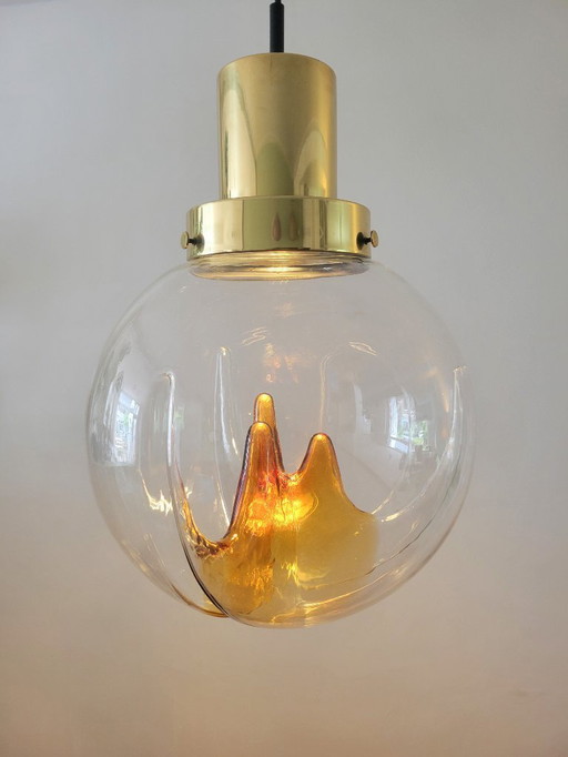 Large vintage pendant lamp in Murano glass by Kaiser Leuchten