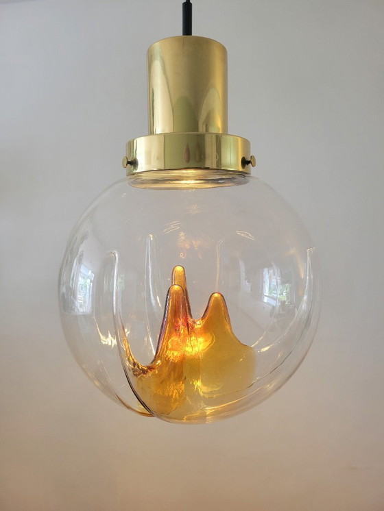 Image 1 of Grande lampe suspendue vintage en verre de Murano par Kaiser Leuchten