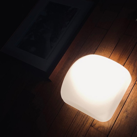 Image 1 of Lampada da soffitto in vetro opalino bianco, applique da parete quadrata, anni '60-'70, lampada vintage, 20 cm